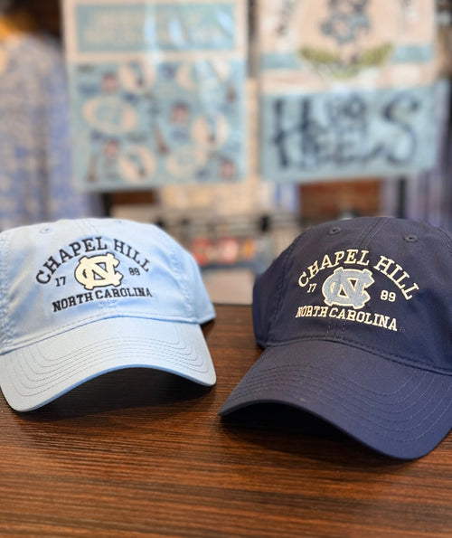 Chapel Hill North Carolina Cool Fit Athletic Adjustable Hat in Navy Blue