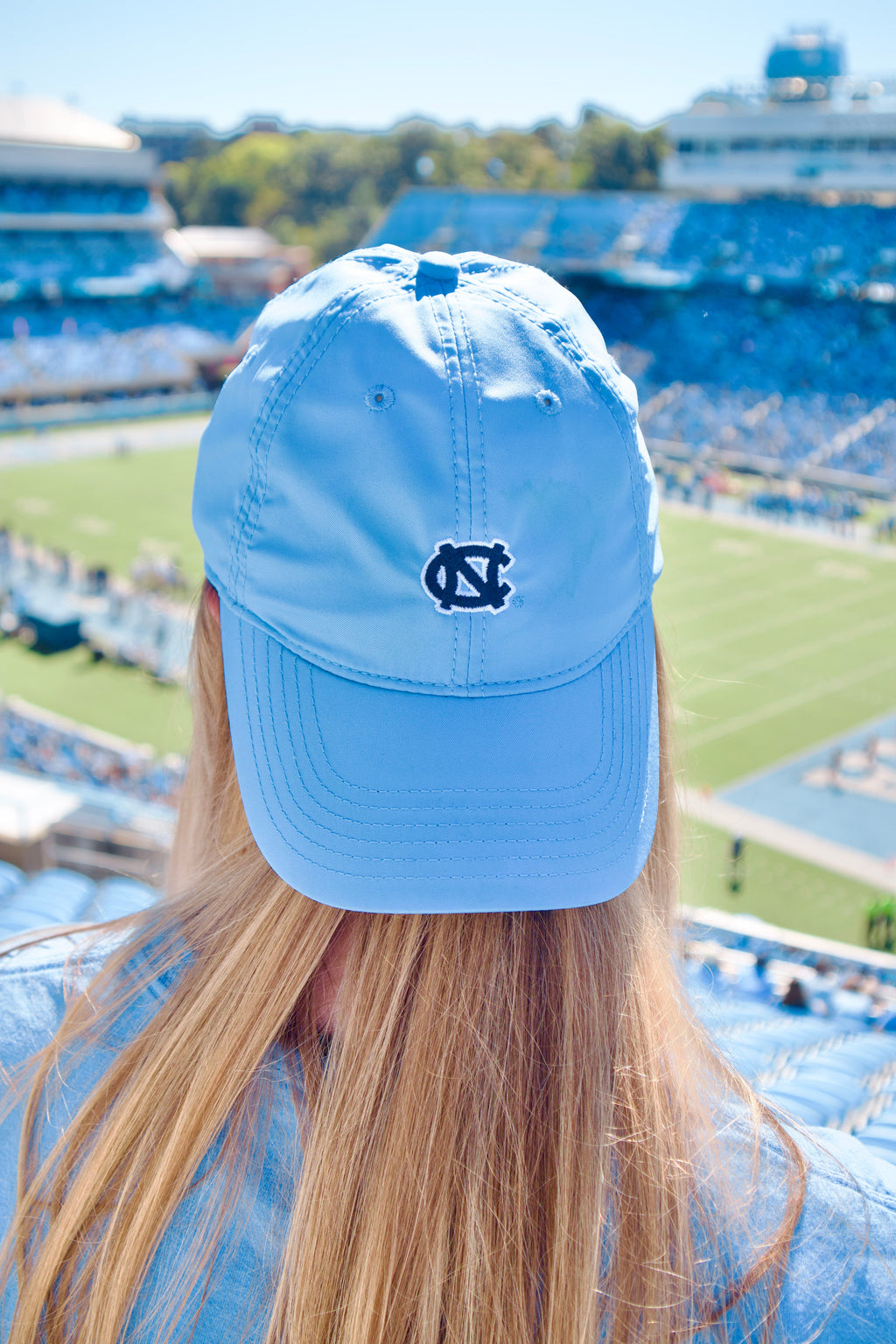 UNC Dry Fit Hat in Carolina Blue with Mini NC Interlock
